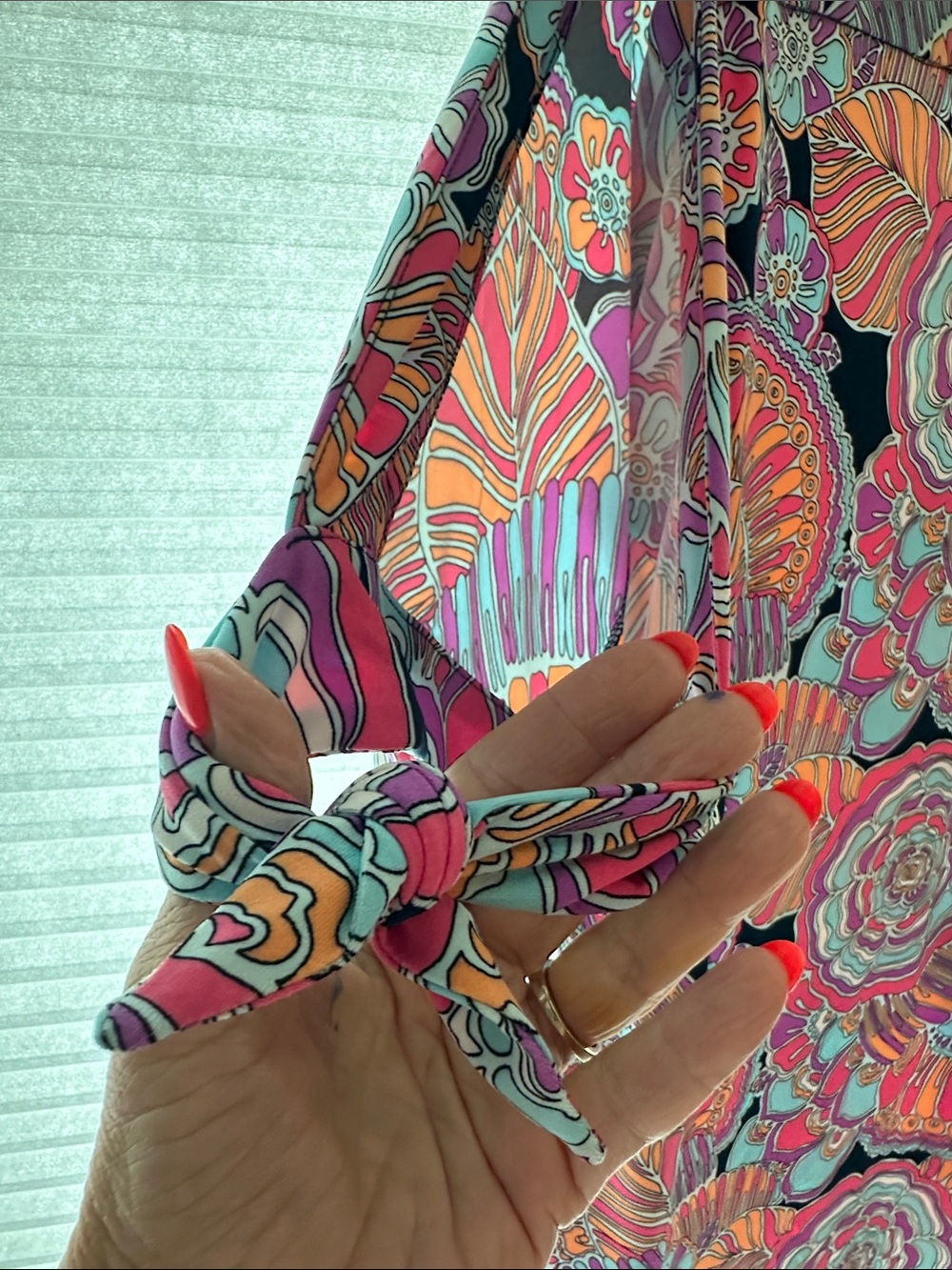 Trina Turk Multicolor Floral Print Dress in Pink, Orange & Teal - Picture 3 of 6